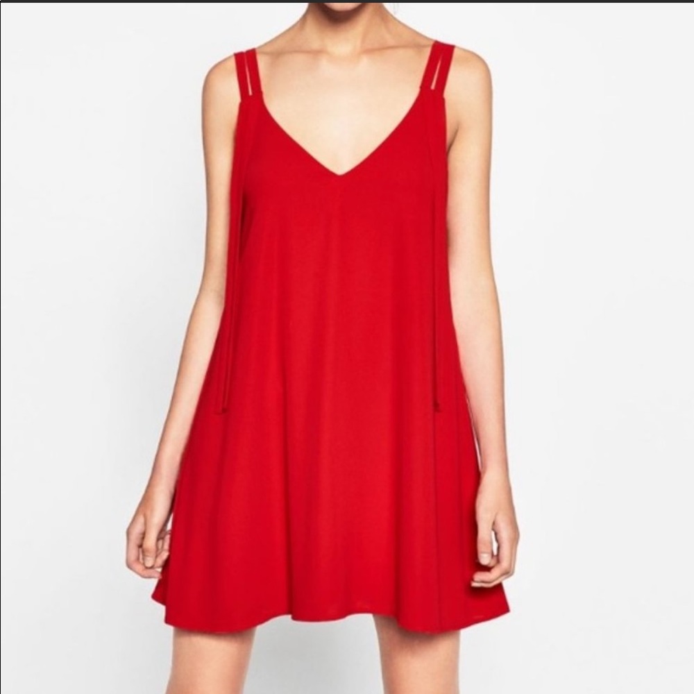 Zara Trafaluc Red Double Strap Dress